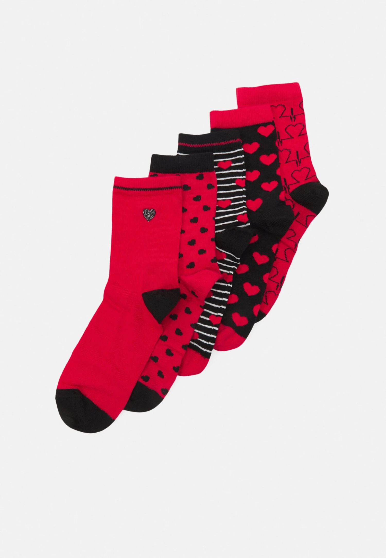 Anna Field 5 Pack - Chaussettes - Red/Black 1 Anna Field 5 Pack - Chaussettes - Red/Black