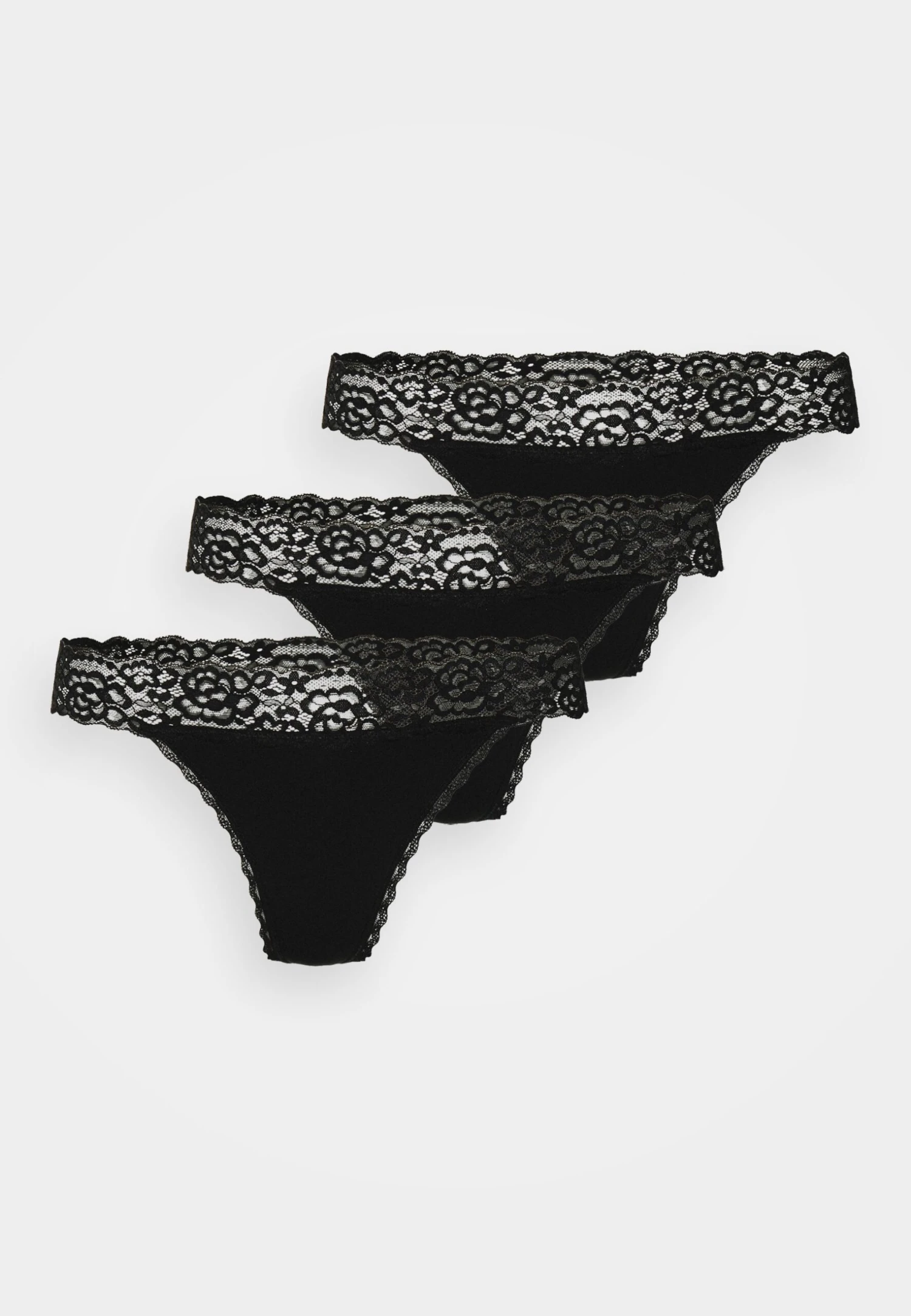 Anna Field 3Pp Margaret Cotton & Lace Thong - String - Black 4 Anna Field 3Pp Margaret Cotton & Lace Thong - String - Black – Image 4