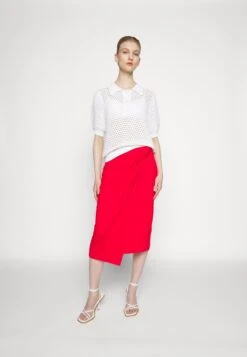 Anna Field Front Knot Midi Skirt - Jupe Crayon - Red -Anna Field Soldes Boutique 5700a7cc5020448db886e59540152e63