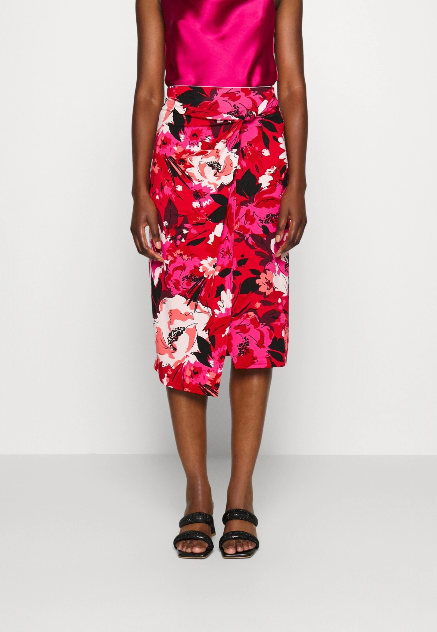 Anna Field Front Knot Midi Skirt - Jupe Crayon - Pink 1 Anna Field Front Knot Midi Skirt - Jupe Crayon - Pink