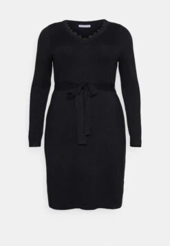 V Ausschnitt Mini Strickkleid Mit Gürtel Und Spitzeneinsatz - Robe Pull - Black -Anna Field Soldes Boutique 790565303d124c06af42b6c850552f55