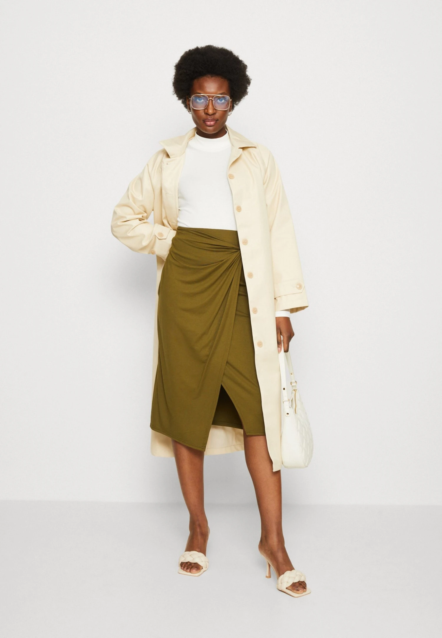 Anna Field Front Knot Midi Skirt - Jupe Crayon - Khaki 2 Anna Field Front Knot Midi Skirt - Jupe Crayon - Khaki – Image 2