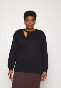 Cut Out Neck Fit - Sweatshirt - Black